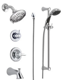 Delta Monitor 14 Series Pressure Balanced Tub and Shower System with Shower Head, Hand Shower, and Slide Bar - Includes Rough-In Valves: Lahara