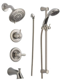 Delta Monitor 14 Series Pressure Balanced Tub and Shower System with Shower Head, Hand Shower, and Slide Bar - Includes Rough-In Valves: Lahara