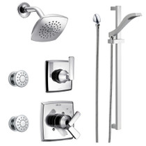 Delta Monitor 17 Series Dual Function Pressure Balanced Shower System with Integrated Volume Control, Shower Head, 2 Body Sprays, Hand Shower and Valves -Chrome