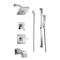 Delta Monitor 14 Series Pressure Balanced Tub and Shower System with Shower Head, Hand Shower, and Slide Bar - Includes Rough-In Valves - Chrome