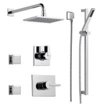Delta Monitor 14 Series Single Function Pressure Balanced Shower System with Shower Head, 2 Body Sprays and Hand Shower - Includes Rough-In Valves -  Chrome