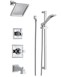 Delta Monitor 14 Series Pressure Balanced Tub and Shower System with Shower Head, Hand Shower, and Slide Bar - Includes Rough-In Valves - Dryden