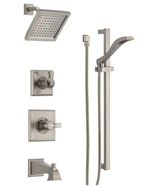 Delta Monitor 14 Series Pressure Balanced Tub and Shower System with Shower Head, Hand Shower, and Slide Bar - Includes Rough-In Valves - Dryden