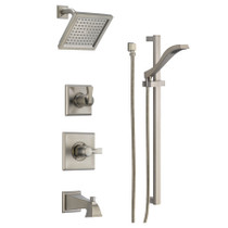 Delta Monitor 14 Series Pressure Balanced Tub and Shower System with Shower Head, Hand Shower, and Slide Bar - Includes Rough-In Valves - Brilliance Stainless