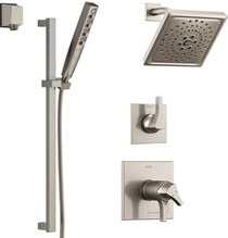 Delta Zura Thermostatic Shower System with Shower Head, Shower Arm, Hand Shower, Slide Bar, Hose, Valve Trim and MultiChoice Rough-In