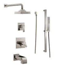 Delta TempAssure 17T Series Thermostatic Tub and Shower System with Volume Control, Shower Head, Hand Shower, and Slide Bar - Includes Rough-In Valves - Brilliance Stainless