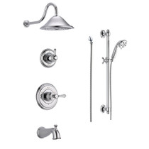 Delta Monitor 14 Series Pressure Balanced Tub and Shower System with Shower Head, Hand Shower, and Slide Bar - Includes Rough-In Valves - Chrome