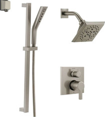 Delta Pivotal Pressure Balanced Shower System with Shower Head, Shower Arm, Hand Shower, Slide Bar, Hose, Valve Trim and MultiChoice Rough-In - Pivotal v2