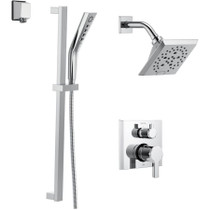 Delta Pivotal Pressure Balanced Shower System with Shower Head, Shower Arm, Hand Shower, Slide Bar, Hose, Valve Trim and MultiChoice Rough-In  - Chrome