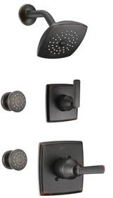 Delta Monitor 14 Series Single Function Pressure Balanced Shower System with Shower Head, and 2 Body Sprays - Includes Rough-In Valves - Ashlyn