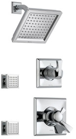 Delta Monitor 17 Series Dual Function Pressure Balanced Shower System with Integrated Volume Control, Shower Head, and 2 Body Sprays - Includes Rough-In Valves - Dryden