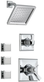 Delta TempAssure 17T Series Thermostatic Shower System with Integrated Volume Control, Shower Head, and 3 Body Sprays - Includes Rough-In Valves - Chrome