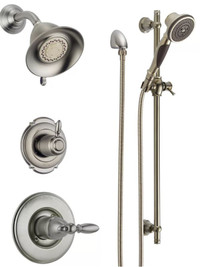 Delta Monitor 14 Series Single Function Pressure Balanced Shower System with Shower Head, and Hand Shower - Includes Rough-In Valves - Victorian