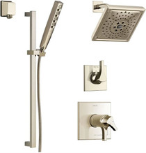 Delta Zura Thermostatic Shower System with Shower Head, Shower Arm, Hand Shower, Slide Bar, Hose, Valve Trim and MultiChoice Rough-In - Zura