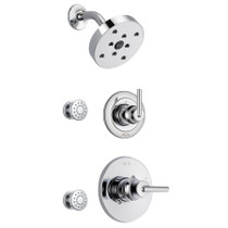Delta Monitor 14 Series Single Function Pressure Balanced Shower System with Shower Head, and 2 Body Sprays - Includes Rough-In Valves - Chrome