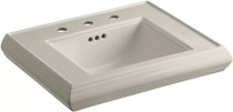 Kohler Memoirs Classic 24" Fireclay Pedestal Bathroom Sink with 3 Holes Drilled and Overflow