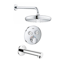 Grohe SmartControl Shower System with Tub Spout, Shower Head, Shower Arm, Valve Trim, and Rough In