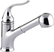 Kohler Coralais Single-Hole or Three-Hole Kitchen Sink Faucet with Pullout Matching Color Sprayhead, 9" Spout and Lever Handle with MasterClean Sprayface