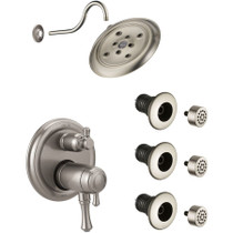 Delta Cassidy Thermostatic Shower System with Shower Head, Shower Arm, Bodysprays, Valve Trim and MultiChoice Rough-In -  Brilliance Stainless