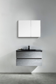 Edison 24-inch wall-mounted bathroom vanity set with white sink and mirror - modern space-saving design