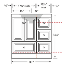 Royal Luxe 30 inch White Bathroom Vanity with Ceramic Top - In Stock
