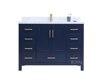 Royal Hollywood Collection 48 inch Navy Blue Center Sink Bathroom Vanity