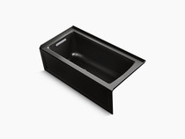 Kohler Archer® 60" x 30" alcove bath with integral apron, integral flange and left-hand drain in Black