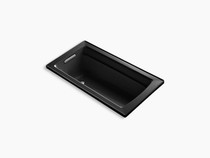 Kohler Archer® 60" x 32" drop-in bath with Bask® heated surface and reversible drain in Black