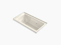 Kohler Archer® 60" x 30" alcove whirlpool with integral flange and right-hand drain in Biscuit