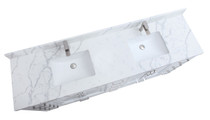 Royal Palmera White 84 inch Double Bath Vanity w/Quartz Top + Sinks 