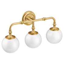 Moen Colinet Brushed Gold Three Globe Bath Light