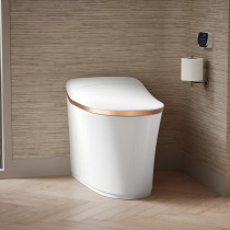 Kohler's Eir™ Comfort Height® in White w/ Sunrise Gold Trim One Piece Smart Toilet