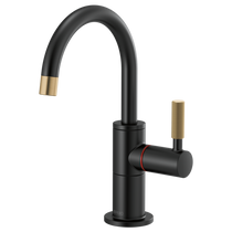 Brizo LITZE® Instant Hot Faucet with Arc Spout and Knurled Handle in Matte Black / Luxe Gold