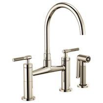 Brizo LITZE® Bridge Faucet with Arc Spout and Knurled Handle in Polished Nickel