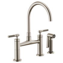 Brizo LITZE® Bridge Faucet with Arc Spout and Knurled Handle in Stainless