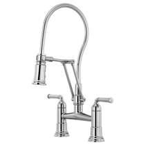 Brizo ROOK® Articulating Bridge Faucet with Finished Hose in Chrome 
