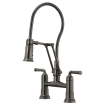 Brizo ROOK® Articulating Bridge Faucet with Finished Hose in Luxe Steel