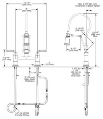 Brizo ROOK® Articulating Bridge Faucet with Finished Hose in Stainless