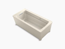 Kohler Archer®67-3/4" x 31-3/4" freestanding Heated BubbleMassage™ air bath in Almond