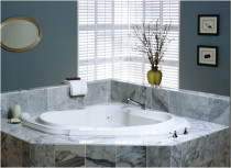 Jacuzzi 60" x 60" Bellavista Drop In Corner Luxury Salon Spa Bathtub with 10 Jets, LCD Controls, Illumatherapy, Heater, Center Drain and Right Pump in White