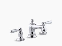 Kohler Bancroft Widespread Bathroom Faucet with Metal Lever Handles in Polished Chrome