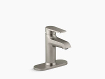 Kohler Hint™single-handle bathroom sink faucet with escutcheon in Vibrant Brushed Nickel