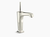 Kohler Margaux® TallSingle-hole bathroom sink faucet with 6-3/8" spout and lever handle in Vibrant Polished Nickel