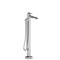 Riobel Zendo 2-Way Type T (Thermostatic) Coaxial Floor-Mount Tub Filler w/ Hand Shower Chrome