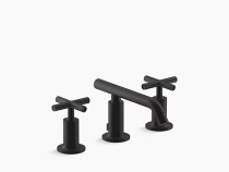 Kohler Purist®Widespread bathroom sink faucet with low cross handles and low spout in Matte Black