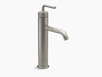 Kohler Purist® TallSingle-handle bathroom sink faucet with straight lever handle in Vibrant Brushed Nickel