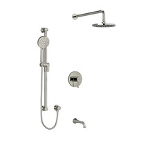 Riobel Edge Type T/P 1/2" Coaxial 3-Way System with Hand Shower Rail, Shower Head and Spout Polished Nickel