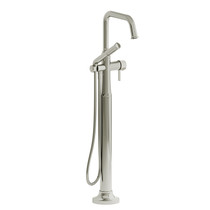 Riobel Momenti 2-Way Type T (Thermostatic) Coaxial Square Floor-Mount Tub Filler with Hand Shower Polished Nickel