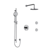 Riobel Pallace Type T/P 1/2" Coaxial 3-Way System, Hand Shower Rail, Elbow Supply, Shower Head and 2 Body Jets Chrome