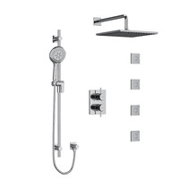 Riobel Pallace Type T/P 3/4" Double Coaxial System with Hand Shower Rail, 4 Body Jets and Square Shower Head Chrome